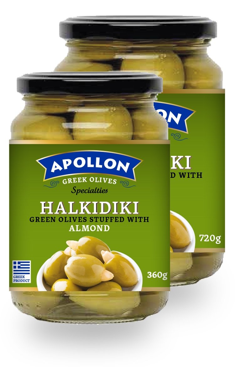 Stuffed Halkidiki Green Olives with Almond Jar 360g/720g