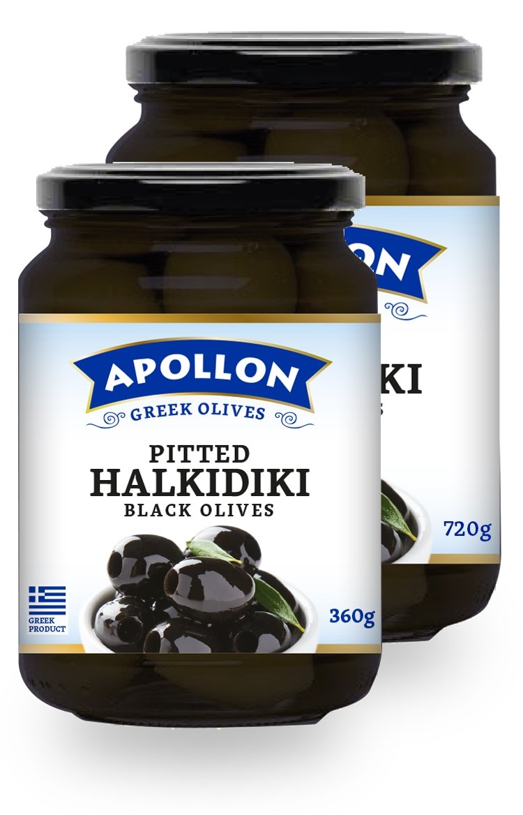 Pitted Halkidiki Black Olives Jar 360g/720