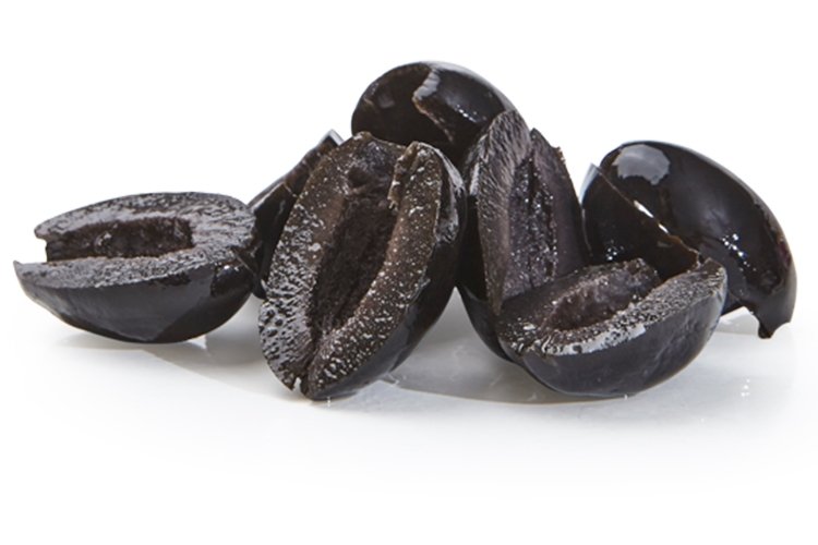 halkidiki black olive cut in halves