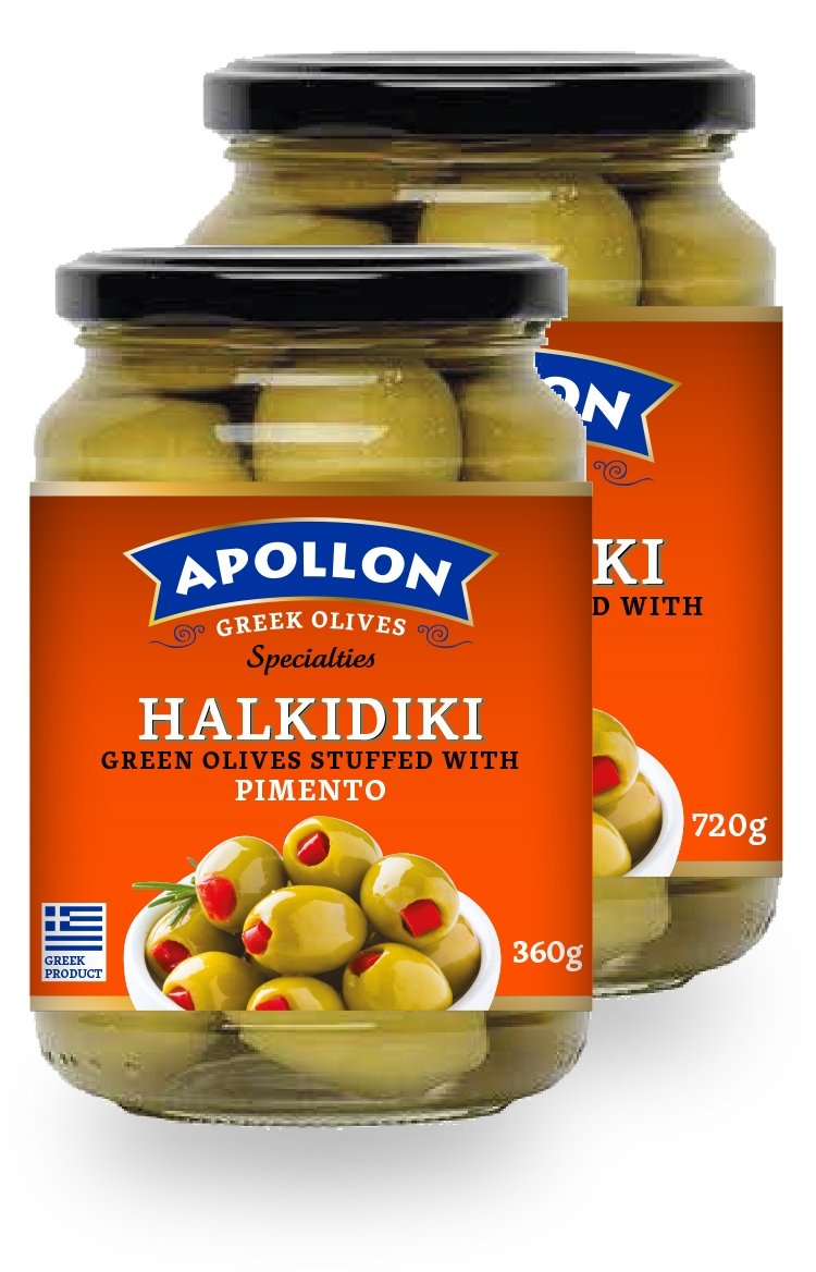 Stuffed Halkidiki Green Olives with Pimento Jar 360g/720g